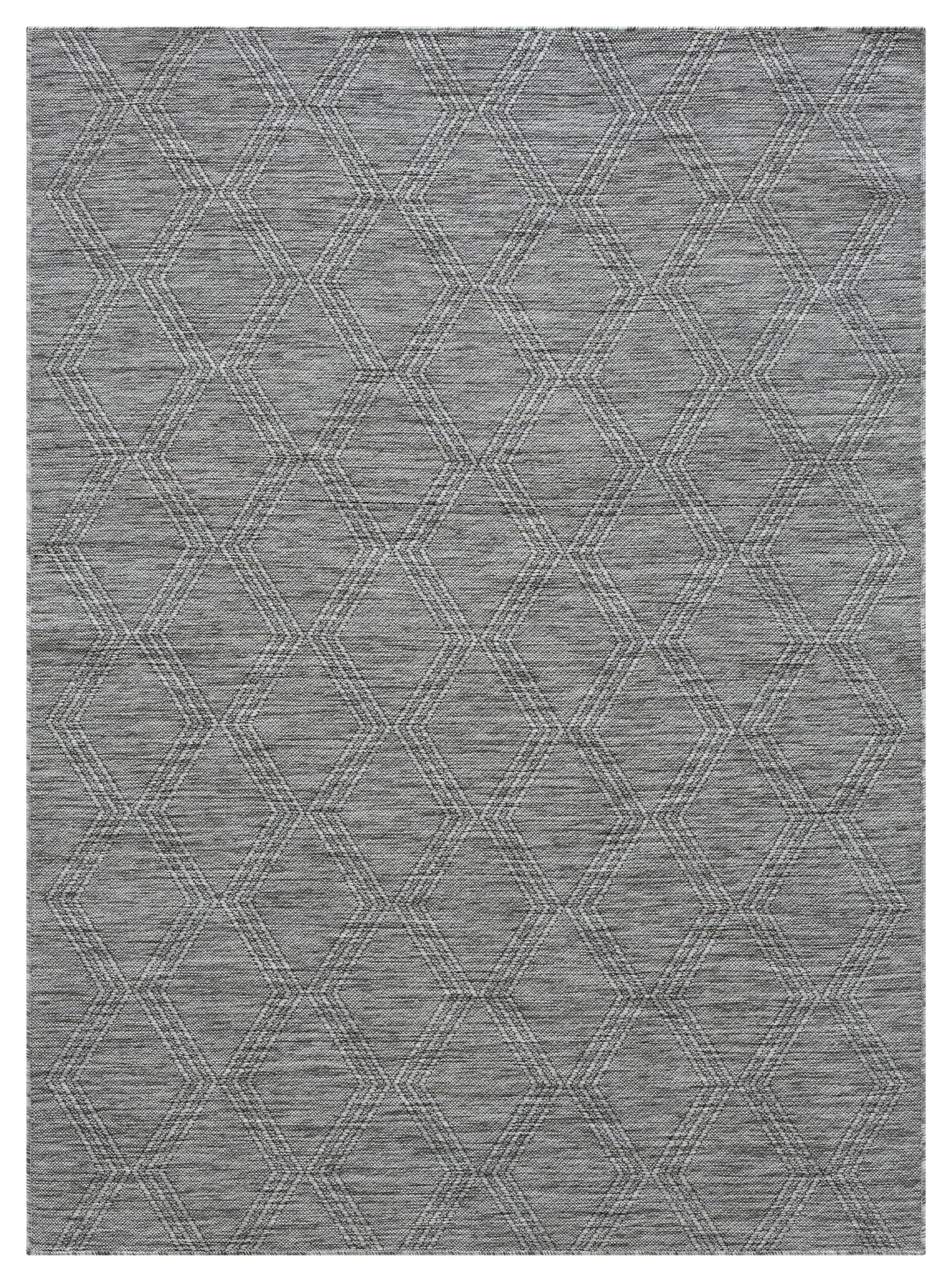 RUGGERRUGS Darla Textured Foldable Indoor Outdoor Rug, 5x7, Weather Resistant, Easy Clean, UV Resistant, Lightweight Contemporary Geometric Patio Carpet for Porch, Deck, Living Room (5' x 7', Gray)