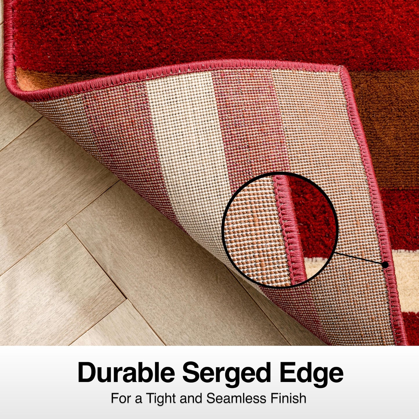 Well Woven Custom Size Hallway Stair Runner- Choose Length - Deco Rings Red Geometric Modern 26 Inch Wide x 25 Feet Long Runner (26" x 25') Abstract Color Block Carpet