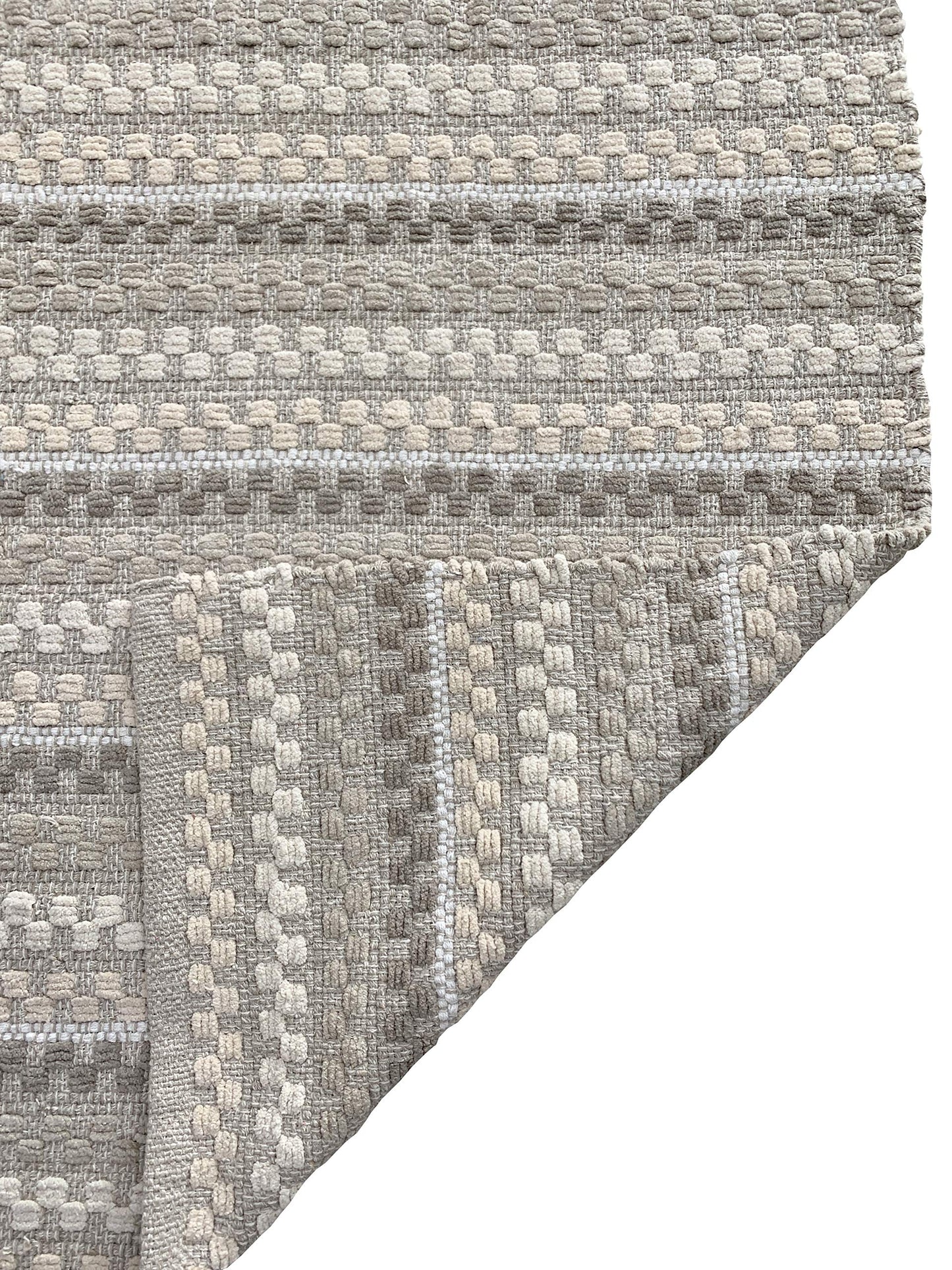 Cotton Chenille Hand Woven Area Rug 2x3 Feet - Linen Combo, Reversible Quick Water Absorbent Accent Floor Rugs Ideal for Bathroom, Kitchen, Bedroom | Beige Soft Washable Durable Mat for Home Décor