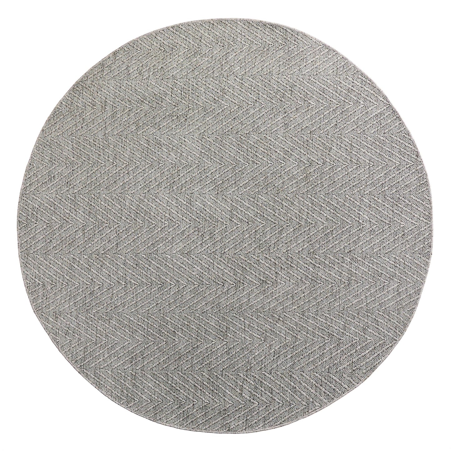 Town & Country Basics Pax Herringbone Textured Solid Everwash® Washable Area Rug, Low Pile, Non-Slip Backing, Easy Clean Pet & Family Friendly Rug, Grey, 5' Round