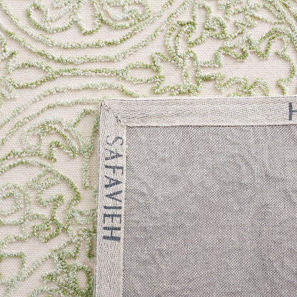 SAFAVIEH Trace Collection Accent Rug - 3' x 5', Ivory & Green, Handmade Wool, Ideal for High Traffic Areas in Entryway, Living Room, Bedroom (TRC101Y)