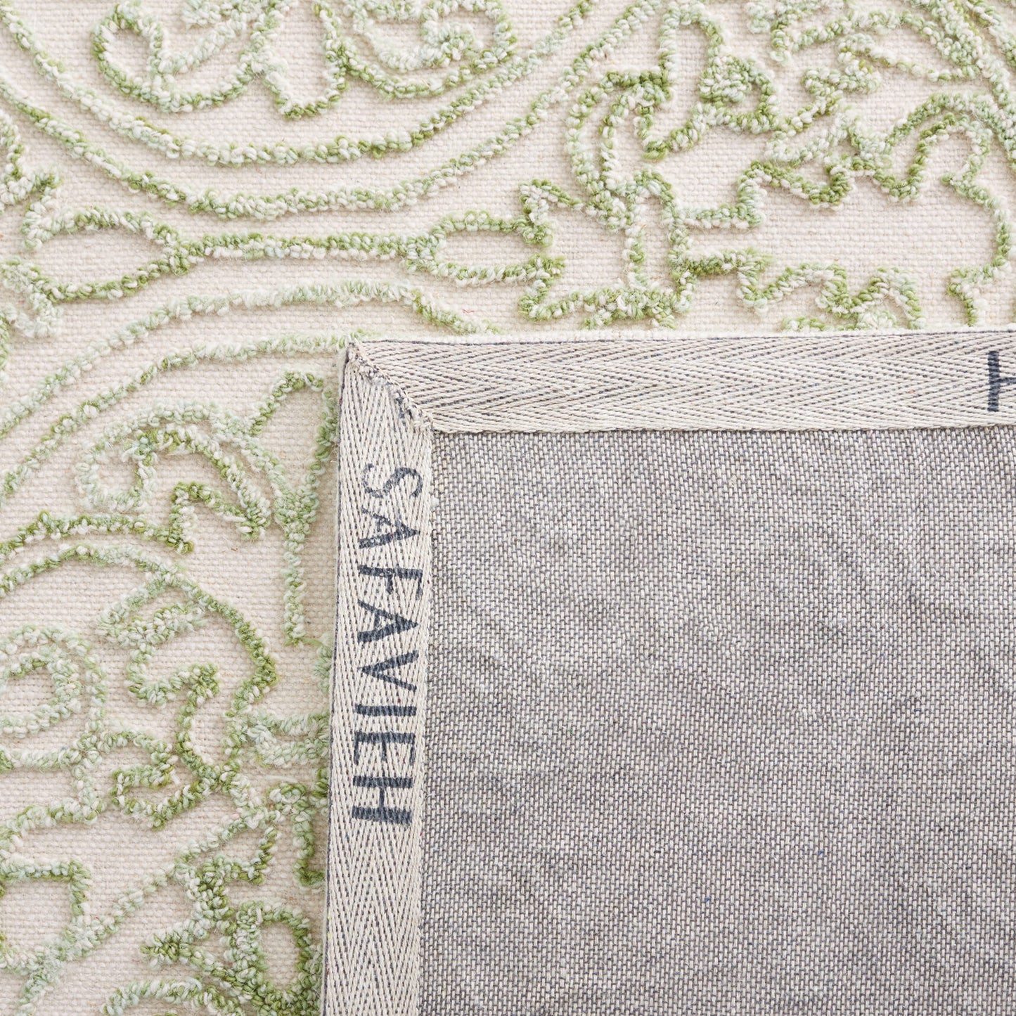 SAFAVIEH Trace Collection Runner Rug - 2'3" x 8', Ivory & Green, Handmade Wool, Ideal for High Traffic Areas in Living Room, Bedroom (TRC101Y)