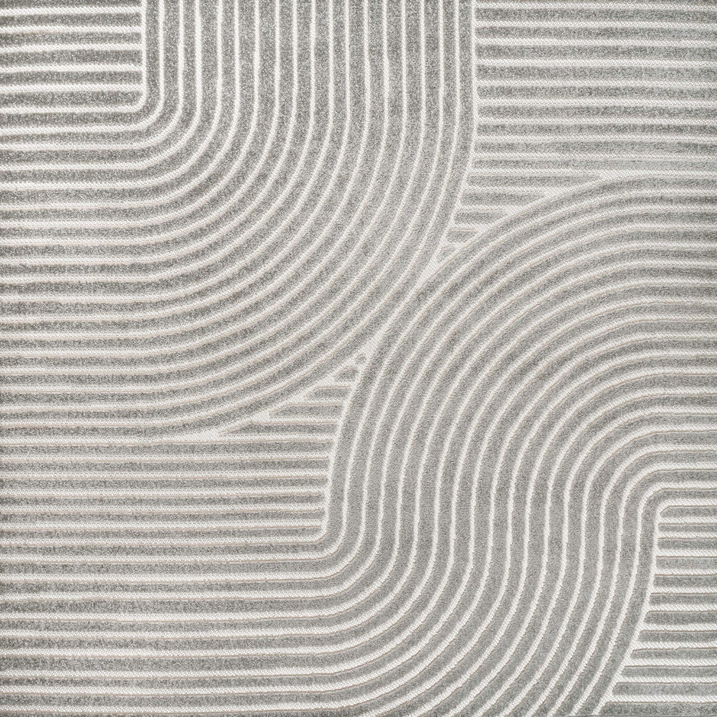 JONATHAN Y Hallie High-Low Curve Gray/Ivory 6x6 Square Indoor/Outdoor Area Rug, Minimalist, Pet Friendly, Non-Shedding, Stain Resistant, Hose-Washable for Backyard, Patio, Porch (SCN100A-6SQ)