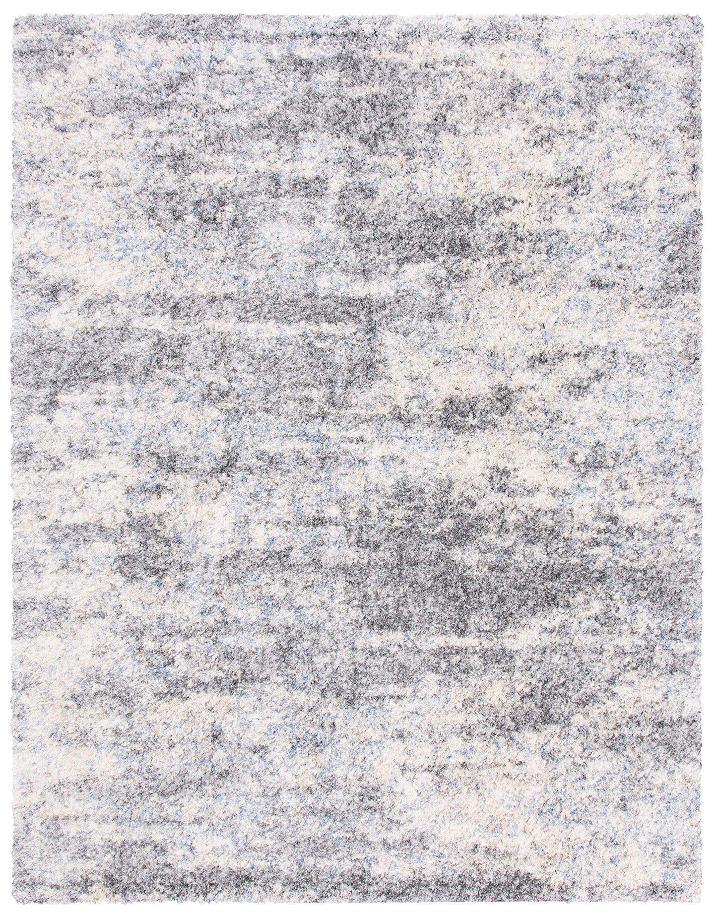 SAFAVIEH Area Rug 6x9 - Berber Shag Collection - Grey Blue & Cream, Non-Shedding & Easy to Clean, Ideal for Living Room, Bedroom, Dining Space (BER219G)