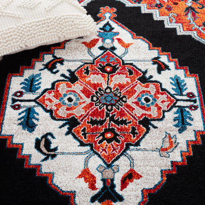 SAFAVIEH Vintage Hamadan Collection Accent Rug - 4' x 6', Red & Black, Medallion Design, Non-Shedding & Easy Care, Ideal for High Traffic Areas in Entryway, Living Room, Bedroom (VTH225P)