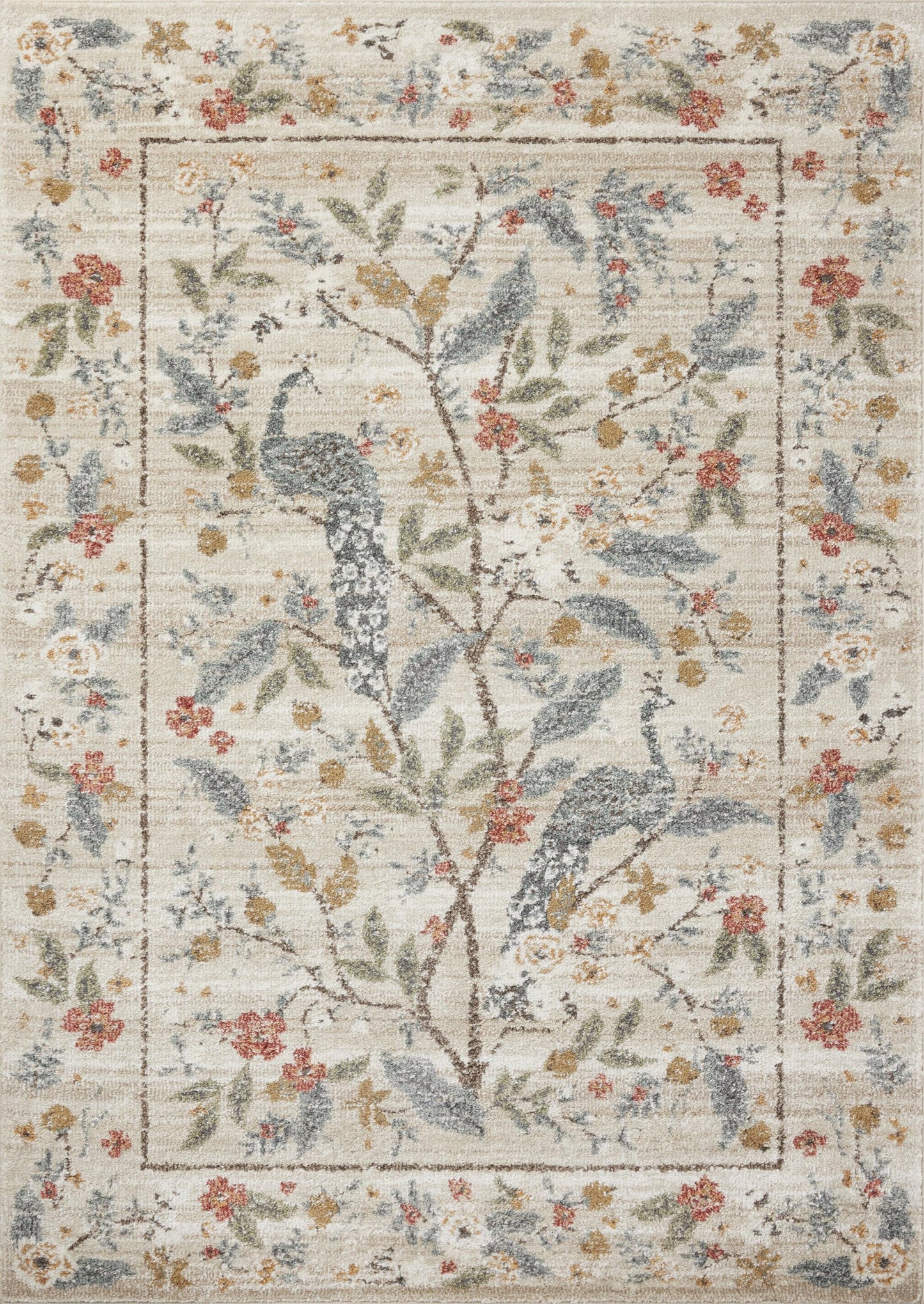 Loloi Rifle Paper Co. Laurel Collection LAU-05 Ivory 5'-3" x 7'-8" Area Rug