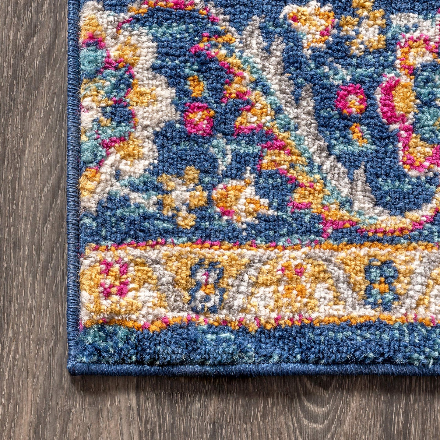 JONATHAN Y Boho Vintage Blue/Multi Runner Rug, 2x18, Bohemian Flair Medallion, Floral Easy-Cleaning High Traffic for Living Room, Bedroom, Kitchen, Pet-Friendly, Non Shedding (BMF106A-218)