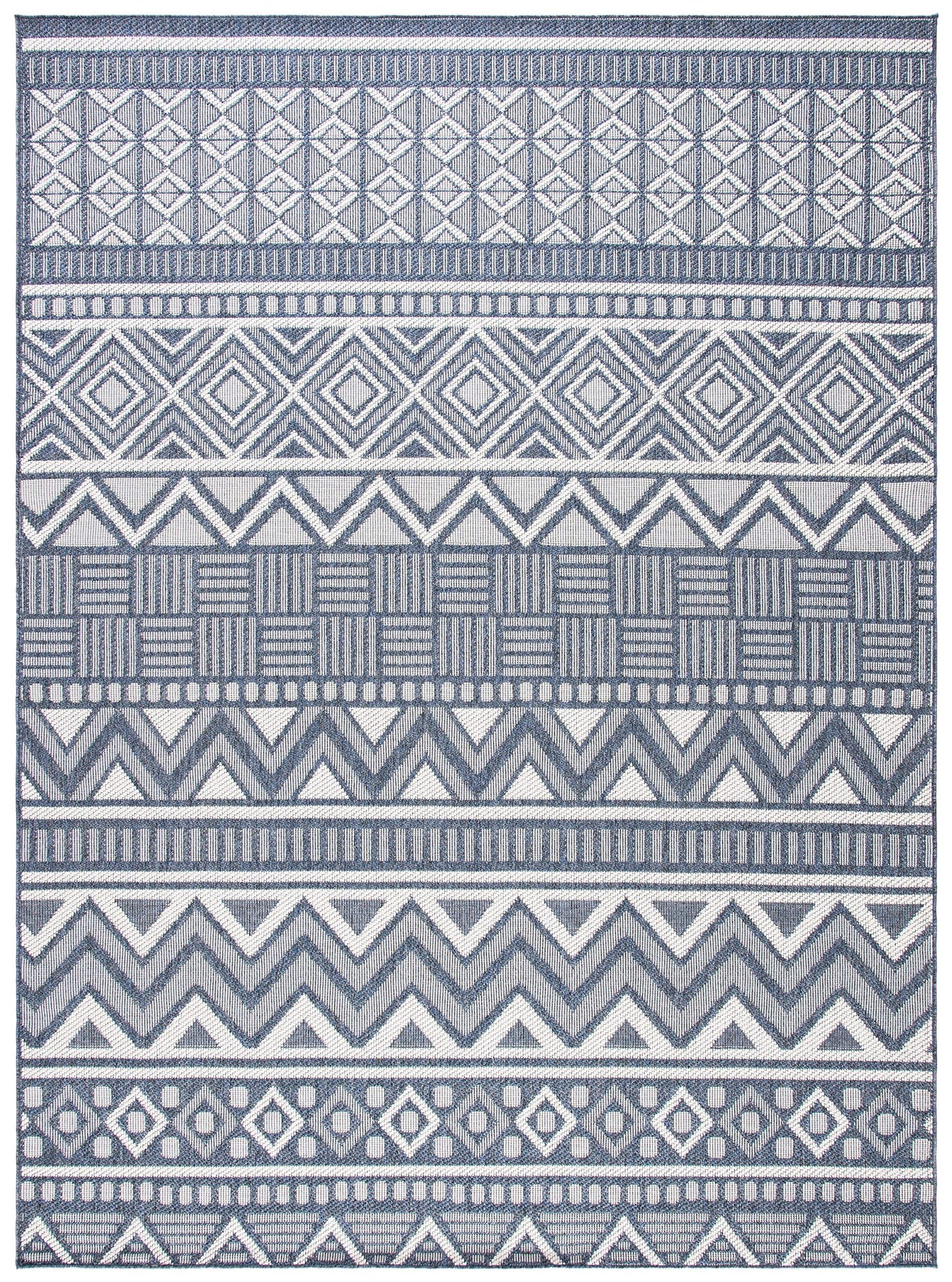 SAFAVIEH Washable Rug Outdoor Bermuda Collection - 9' x 12', Navy & Cream, Non-Shedding & Easy to Clean, Ideal for Patio, Backyard, Mudroom (BMU818N)