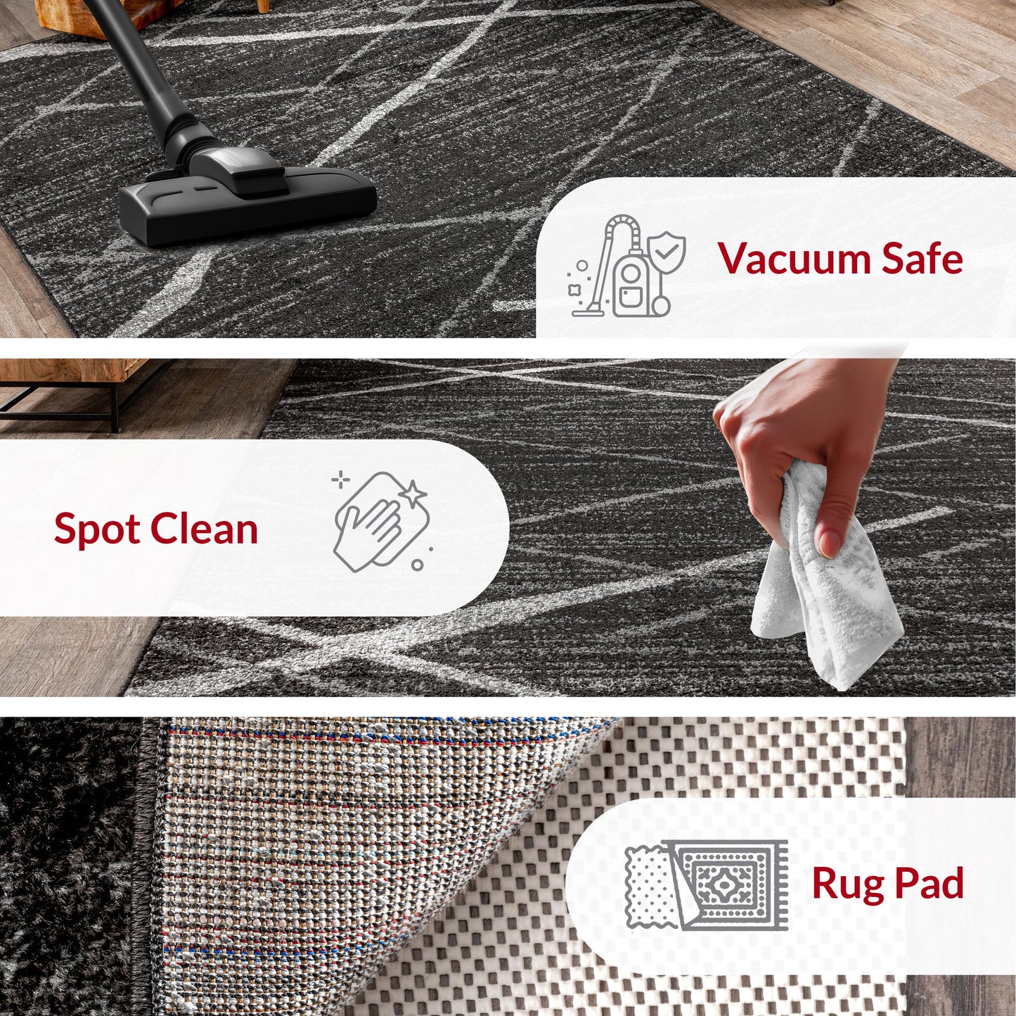 Nuloom Thigpen Charcoal/Grey, 4' x 6', Soft and Cozy, High Traffic, Stain Resistant, Easy Clean, Non-Shed, Durable Area Rug for Bedroom, Living Room, Dining Space, Den, Foyer, Entryway
