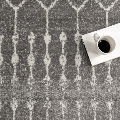 nuLOOM Oval 3x5 Moroccan Blythe Area Rug, Dark Grey, Faded Bohemian Design, Stain Resistant, For Bedroom, Dining Room, Living Room, Hallway, Office, Kitchen, Entryway