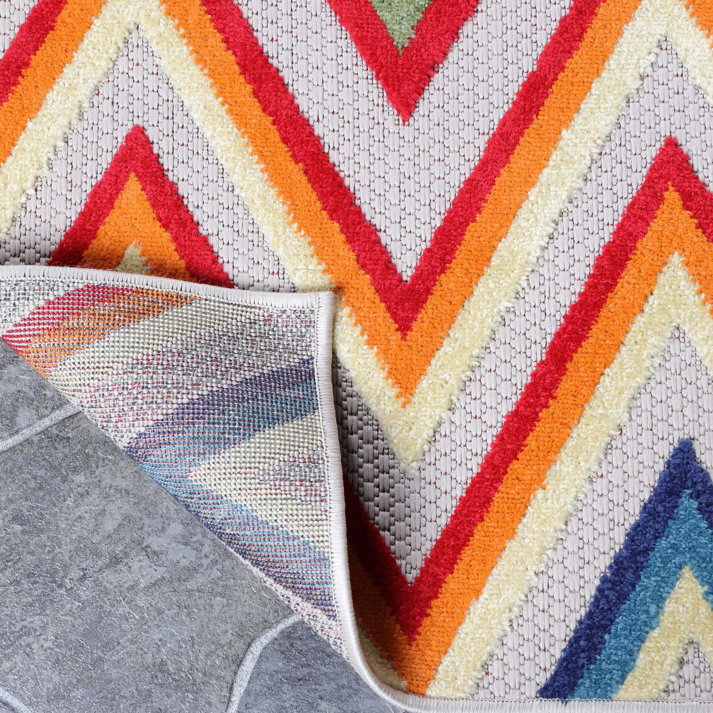 Superior Modern Bohemian Indoor Outdoor Runner Rug, Perfect for Patio, Bedroom, Kitchen, Laundry Room, Entryway, Office, Playroom, Carpet Cover, Zig-Zag, Acacia Collection, 2' 3" x 8', Cream