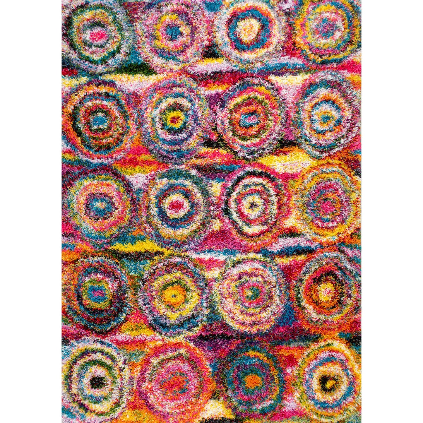 Nuloom Kindra Multicolor/Red, 6'7" x 9', Bohemian Circles, Soft and Cozy, High Traffic, Stain Resistant, Easy Clean, Durable Area Rug for Bedroom, Living Room, Dining Space, Den, Foyer, Entryway