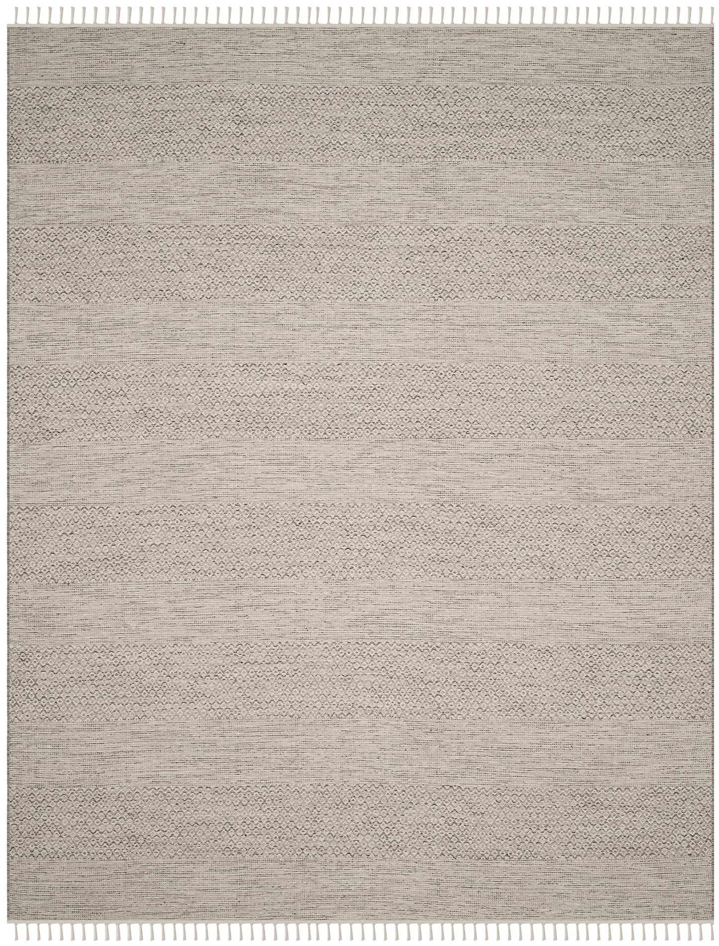 SAFAVIEH Montauk Collection Area Rug - 8' x 10', Ivory & Steel Grey, Handmade Flat Weave Boho Farmhouse Cotton Tassel Fringe, Ideal for High Traffic Areas in Living Room, Bedroom (MTK330M)