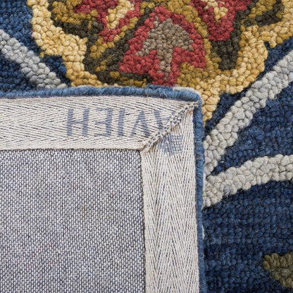SAFAVIEH Blossom Collection 3' x 5' Navy / Multi BLM402A Handmade Premium Wool Area Rug