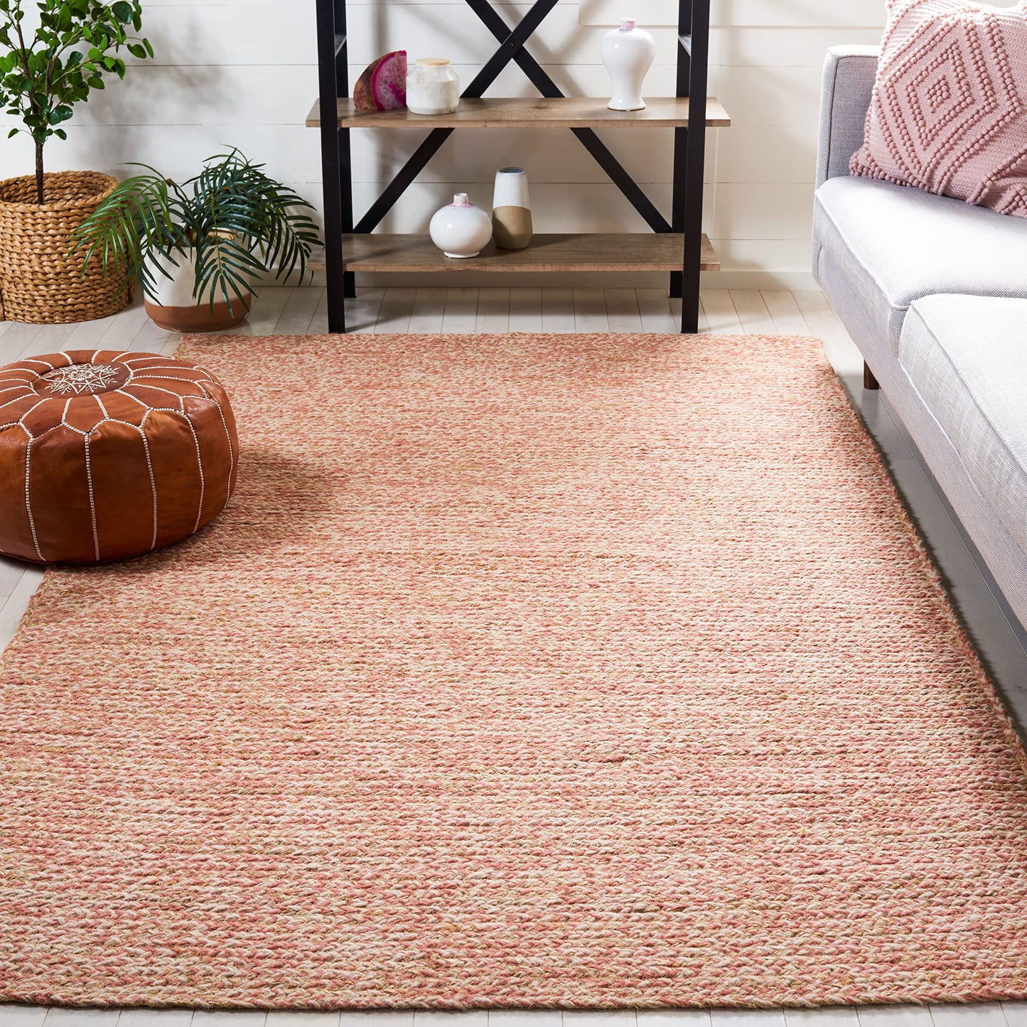 SAFAVIEH Natural Fiber Collection Accent Rug - 3' x 5', Pink & Natural, Handmade Wool & Jute, Ideal for High Traffic Areas in Entryway, Living Room, Bedroom (NFB950U)
