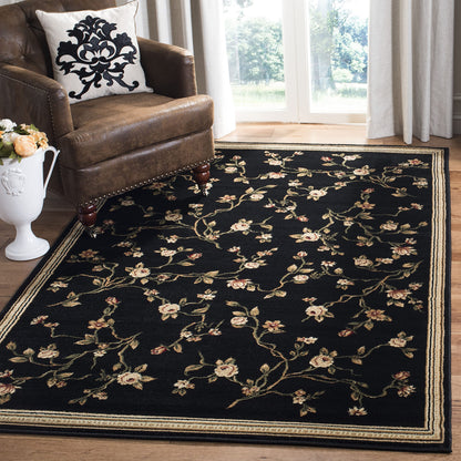 SAFAVIEH Lyndhurst Collection Area Rug - 5'3" x 7'6", Black, Traditional Floral Design, Non-Shedding & Easy Care, Ideal for High Traffic Areas in Living Room, Bedroom (LNH220A)