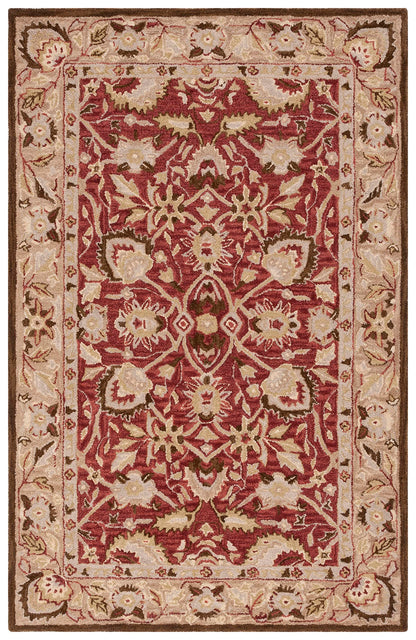 SAFAVIEH Antiquity Collection Accent Rug - 4' x 6', Red & Beige, Handmade Traditional Wool, Ideal for High Traffic Areas in Entryway, Living Room, Bedroom (AT65Q)