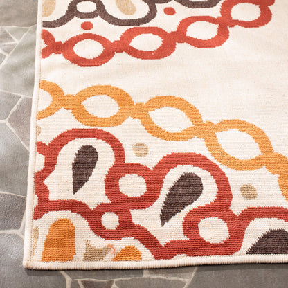SAFAVIEH Washable Rug Outdoor Veranda Collection - 5'3" x 7'7", Cream & Red, Non-Shedding & Easy to Clean, Ideal for Patio, Backyard, Mudroom (VER092-0313)
