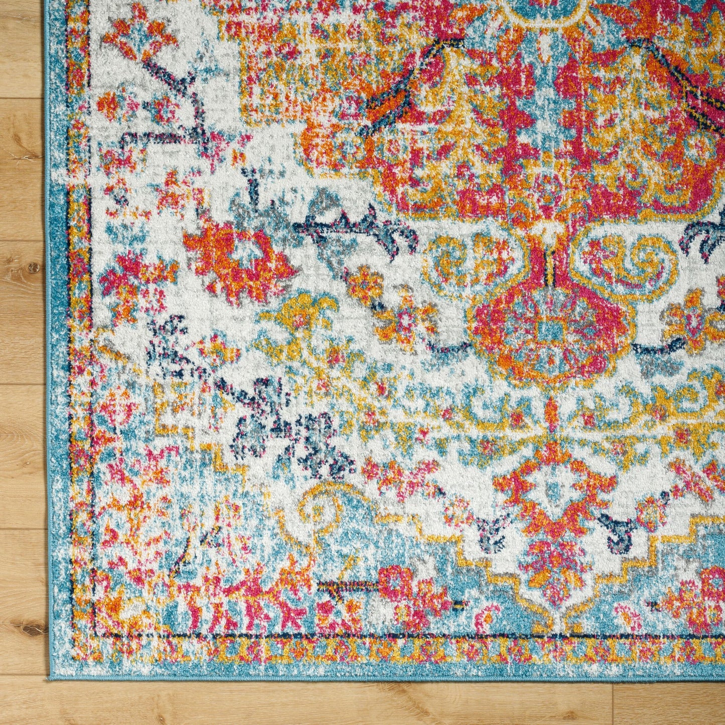 Livabliss Odelia Vintage Bohemian Area Rug,3'11" x 5'7",Orange/Aqua