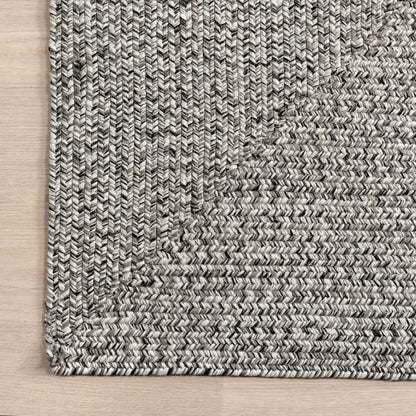 nuLOOM 3' x 5' Solid Hand Braided Indoor/Outdoor Area Rug, Pet-Friendly, High Traffic, Weather Resistant, for Patio, Balcony, Bedroom, Living Room, Dining Room, Wynn Salt And Pepper