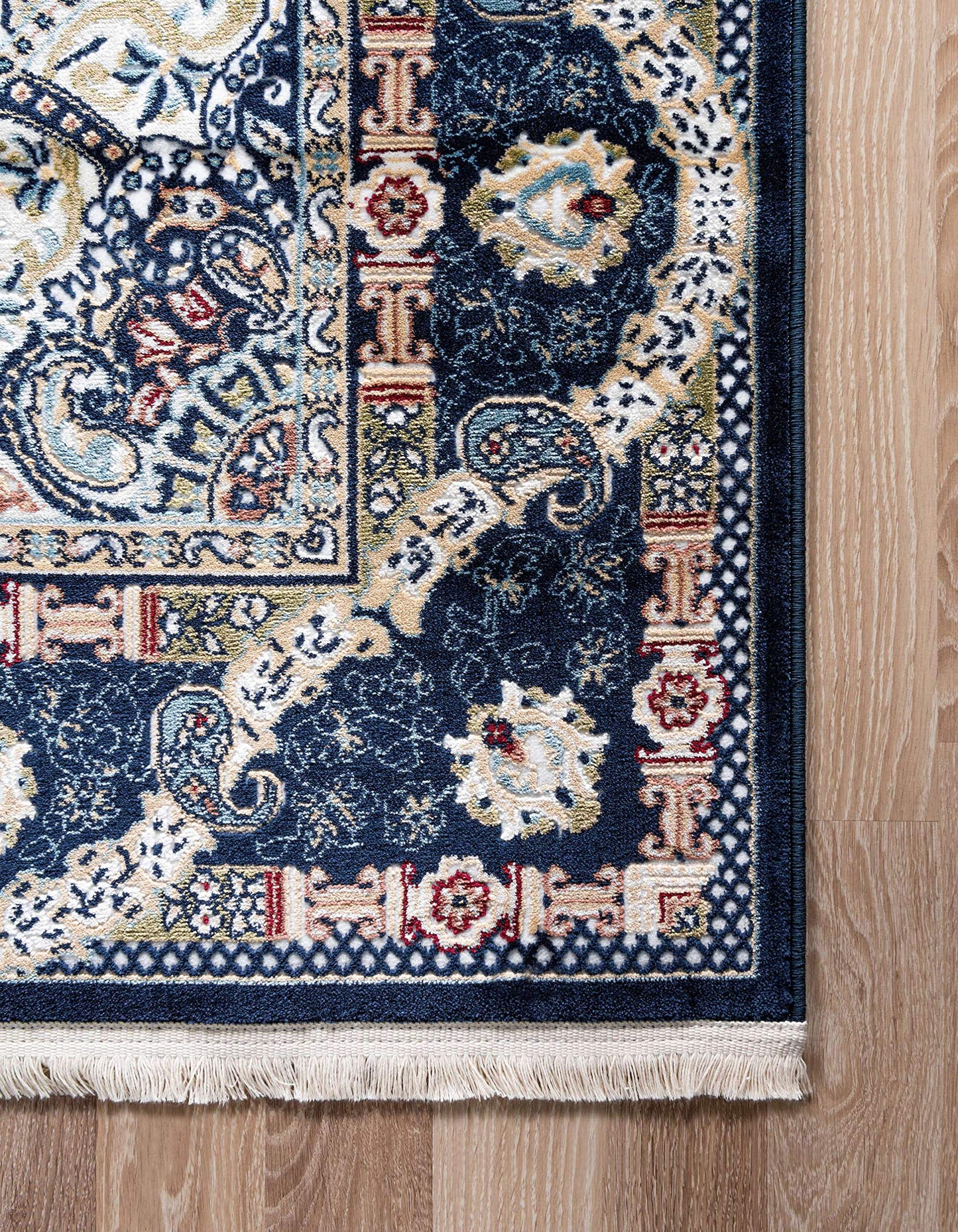 Unique Loom Narenj Collection Classic Traditional Medallion Textured Design Area Rug, 8 x 10 ft, Navy Blue/Tan
