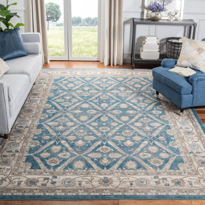 SAFAVIEH Sofia Collection Area Rug - 8' x 10', Blue & Beige, Vintage Oriental Distressed Design, Non-Shedding & Easy Care, Ideal for High Traffic Areas in Living Room, Bedroom (SOF378C)