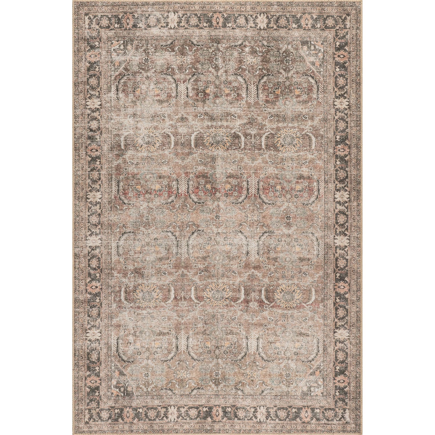 Nuloom Hillstone Collection Deidra Light Brown/Ivory, 6'7" x 9', Vintage Medallion, Soft and Cozy, High Traffic, Stain Resistant, Easy Clean, Durable Area Rug for Bedroom, Living Room, Dining, Foyer