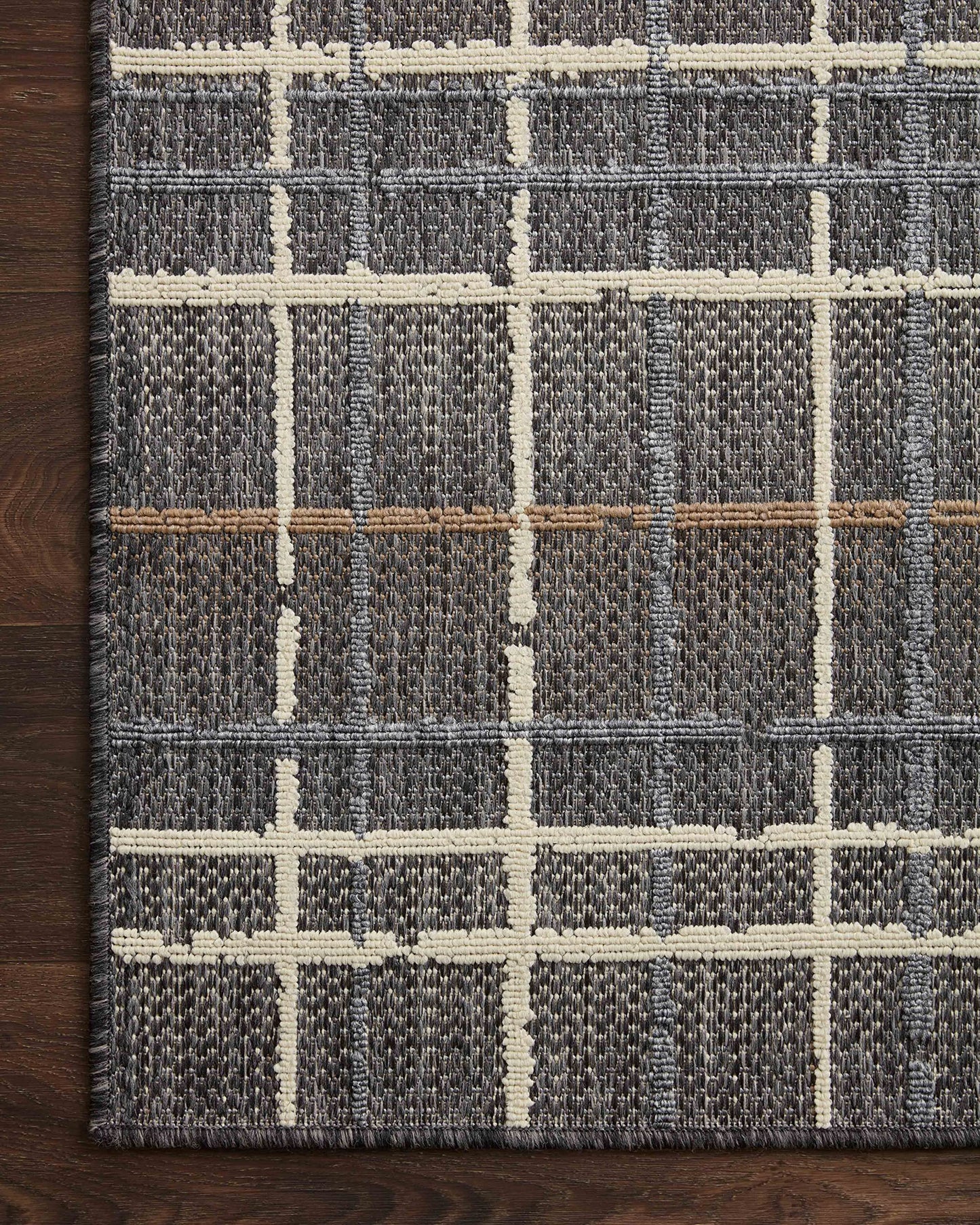 Loloi II Rainier Collection RAI-11 Indoor/Outdoor, Charcoal/Multi 5'-3" x 7'-7" Area Rug