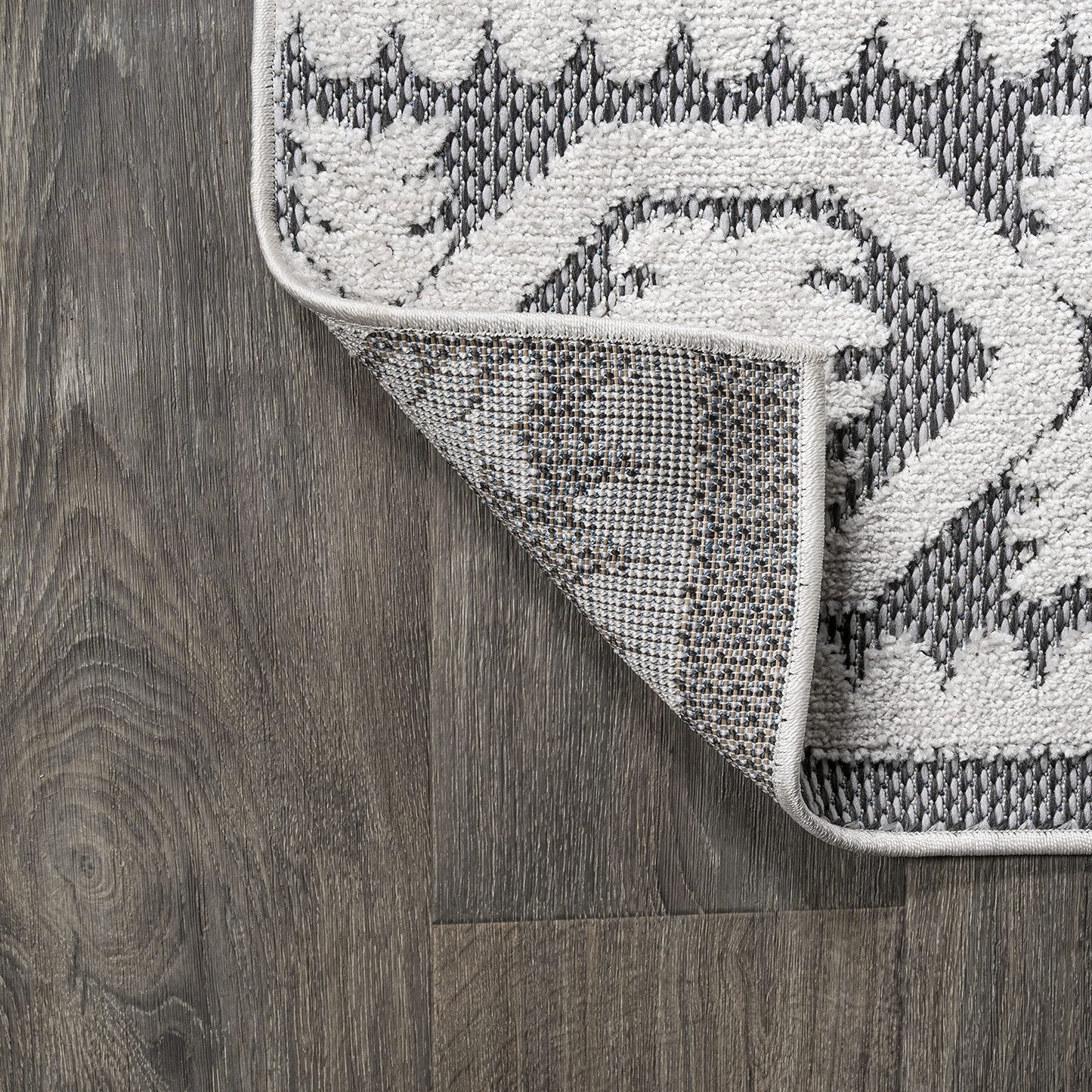 JONATHAN Y Mediterranean Tile Indoor Outdoor Runner Rug 2X8 White/Black, Citta High-Low Pile for Backyard, Patio, Porch, Easy-Cleaning, High Traffic, Pet-Friendly, Non-Shedding (SBH102B-28)
