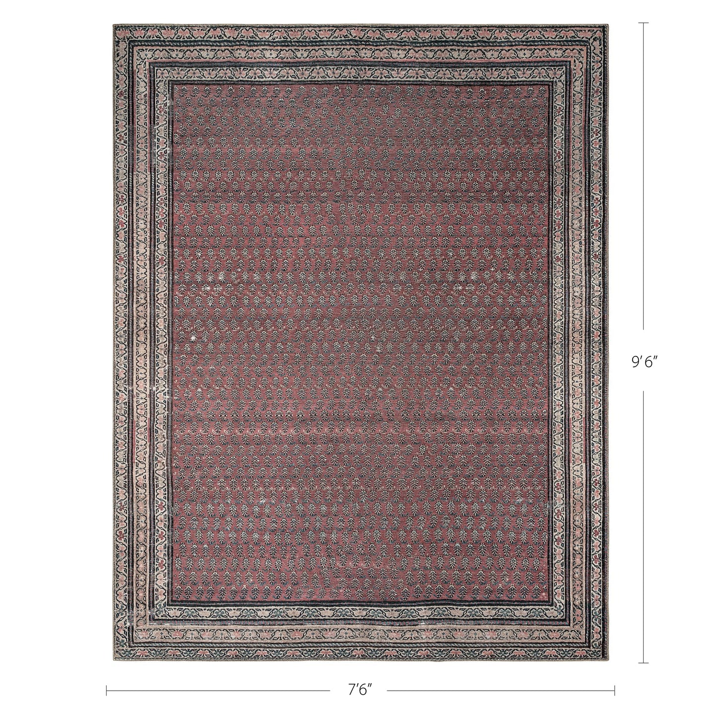 KNOTTING MATTERS Rusty Rhythm 7’6” x 9’6” Area Rug – Deep Rust & Charcoal Heritage Flatweave, Low-Pile – Easy Clean Area Rug – Perfect for Living Room, Dining Room, Bedroom – Pet & Kid Friendly