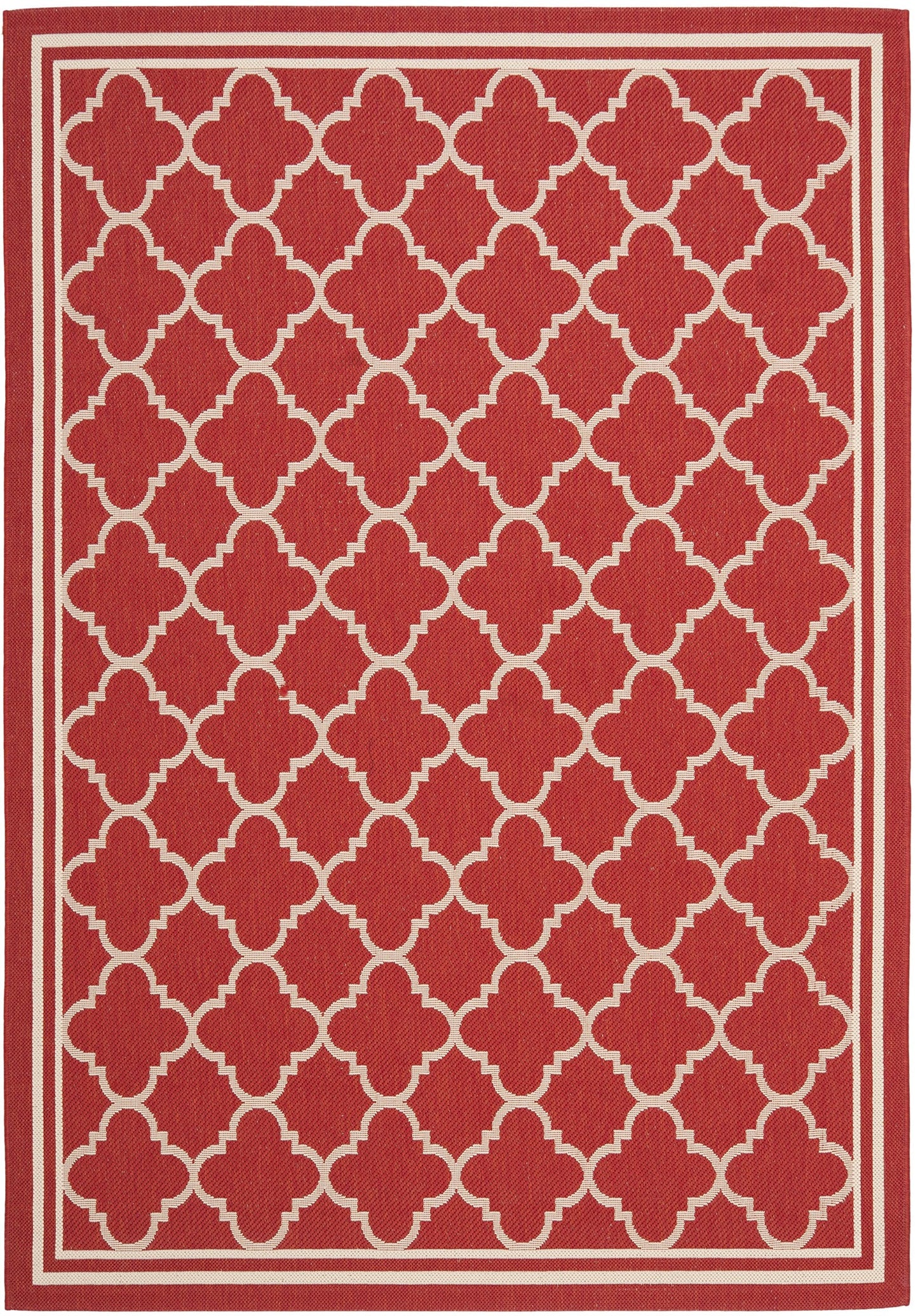 SAFAVIEH Washable Rug Outdoor Courtyard Collection - 4' x 5'7", Red & Bone, Non-Shedding & Easy Cleaning, Ideal for Patio, Backyard, Mudroom (CY6918-248)