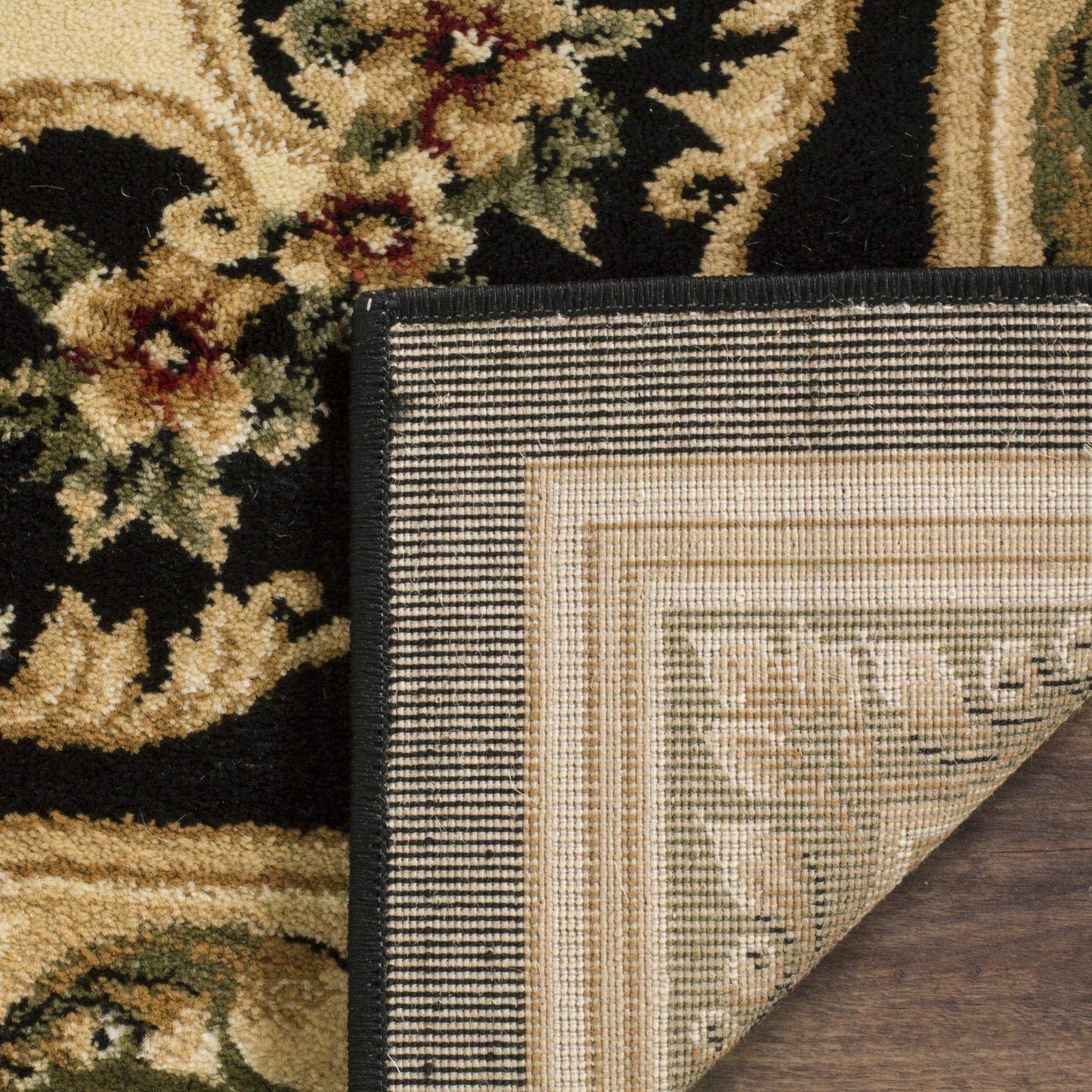 SAFAVIEH Lyndhurst Collection Accent Rug - 3'3" x 5'3", Black & Ivory, European Medallion Design, Non-Shedding & Easy Care, Ideal for High Traffic Areas in Entryway, Living Room, Bedroom (LNH218A)