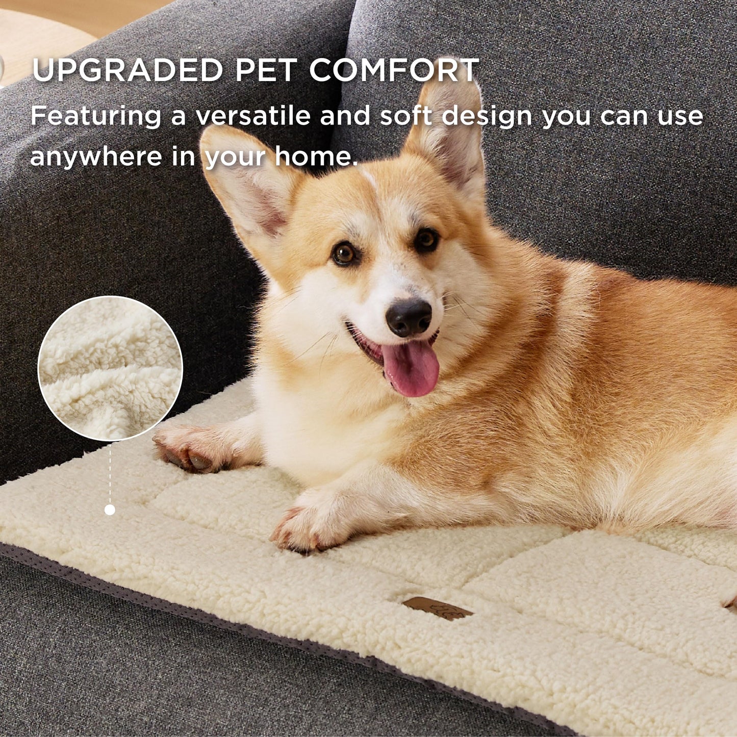 Bedsure Washable Dog Crate Bed for Large Dogs, Reversible Foam Floor Pet Mat, Versatile Lightweight Pet Crate Pad for Cages