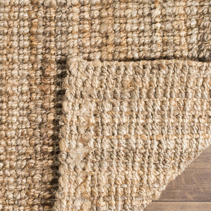 SAFAVIEH Area Rug 6' Square - Natural Fiber Collection - Natural Brown, Handmade Jute, Farmhouse Style, Chunky Textured Thick Pile (NF447A)