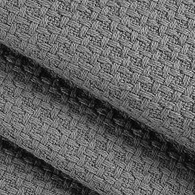 BELIZZI HOME 100% Cotton Bed Blanket, Breathable Bed Blanket Full Queen Size, Cotton Thermal Blankets Full Queen, Perfect for Layering Any Bed for All Season, Charcoal Grey