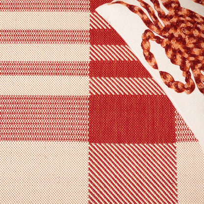 SAFAVIEH Courtyard Collection 5'3' x 7'7' Red/Bone CY6201 Plaid Indoor/ Outdoor Patio Backyard Mudroom Area Rug