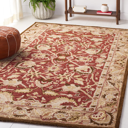 SAFAVIEH Antiquity Collection Accent Rug - 4' x 6', Red & Beige, Handmade Traditional Wool, Ideal for High Traffic Areas in Entryway, Living Room, Bedroom (AT65Q)