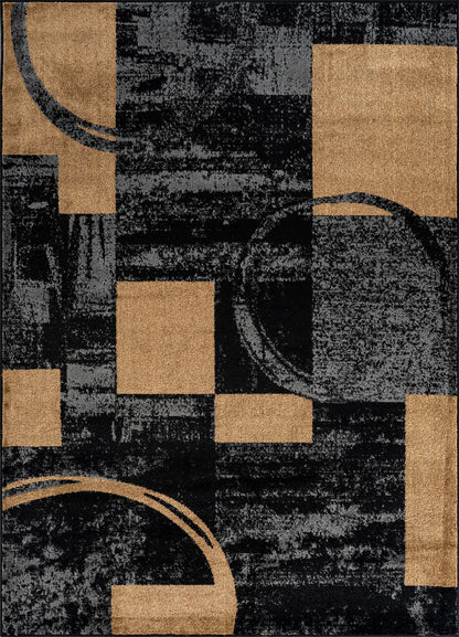 Rugshop Contemporary Circle Design Area Rug, Fade-Resistant Carpet for Living Room, Dining Room, or Home Office 5'3" x 7'3" Jute
