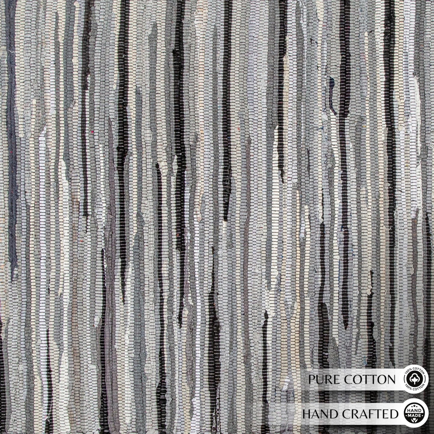 Ramanta Home Hand Woven 100% Cotton Rag Rug 3'x5' - Charcoal, Recycled Rugs, Boho Farmhouse Rugs for Living Room, Dinning Room, Kitchen, Entryway, Bedroom Rug - 36"x60"