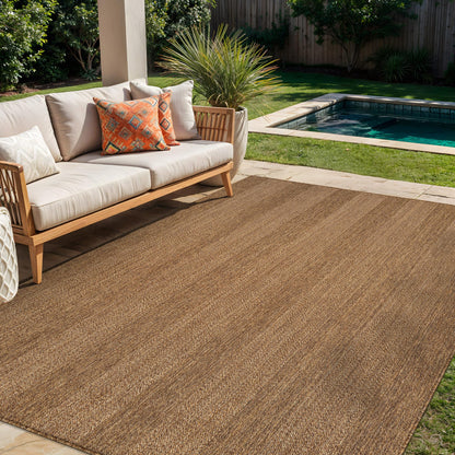 Rugshop Striped Indoor Outdoor Flat Woven Area Rug,Natural Jute-Style,Easy-Care Patio Rug for Backyard Porch Deck Balcony, 6'6" x 9' Natural/Jute