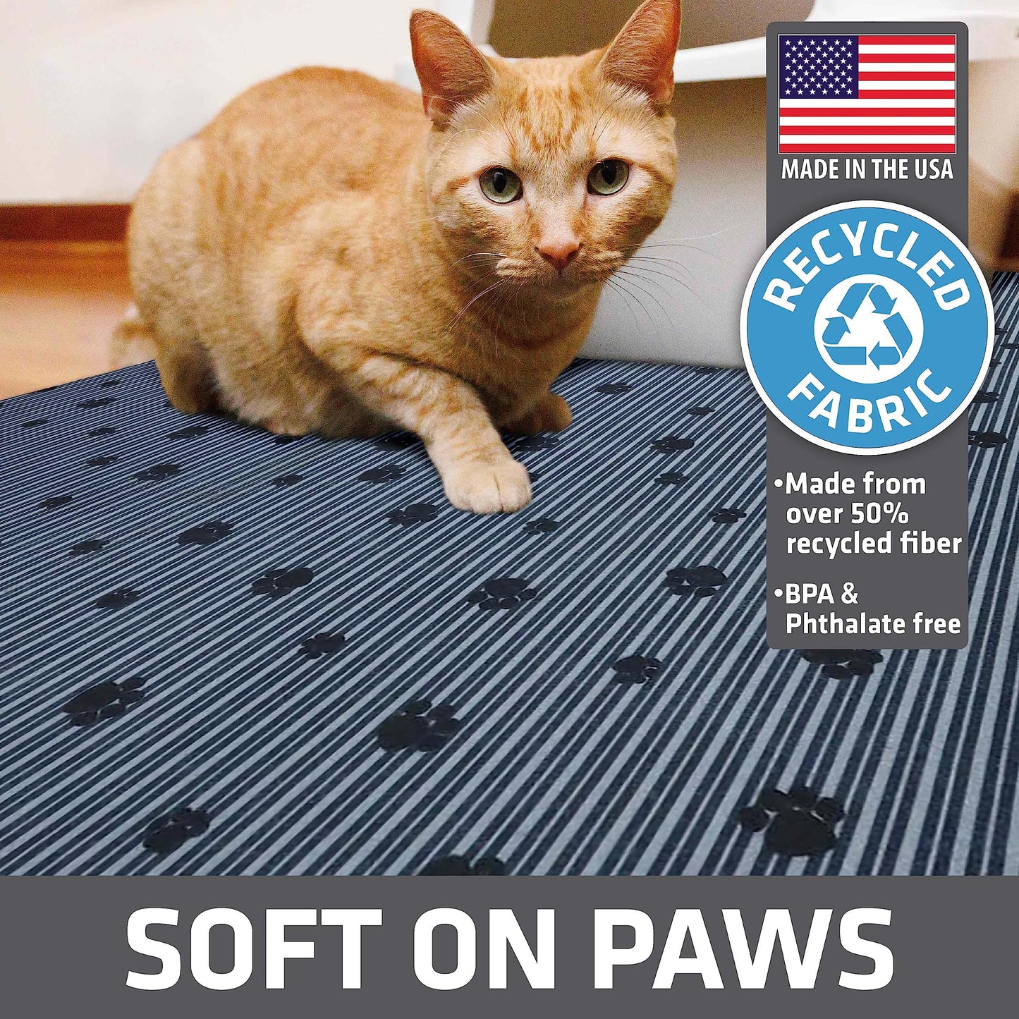 Drymate Cat Litter Box Mat, Litter Trapping Mat, Waterproof, Urine-Proof, Absorbent, Machine Washable, Soft on Paws, Contains Mess, Protects Floors, Kitten Supplies, Gray, 20x28