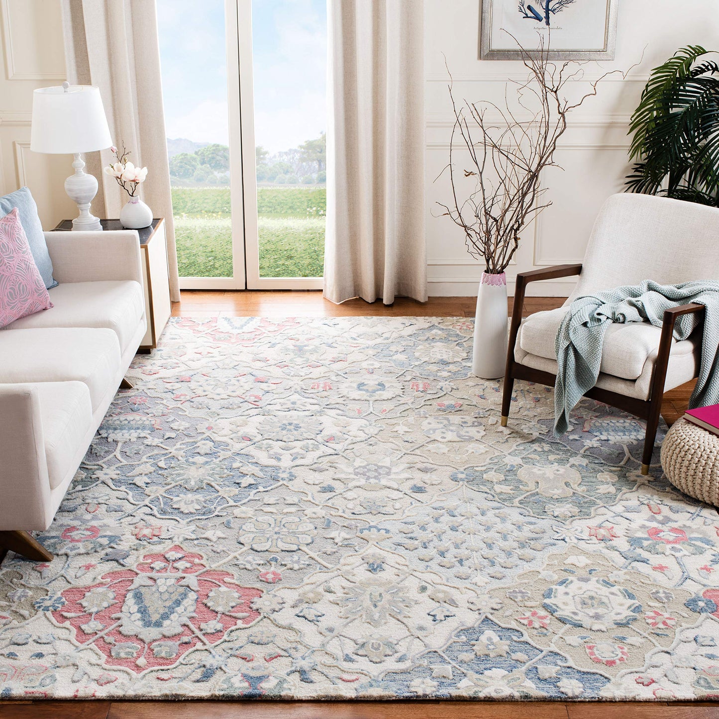 SAFAVIEH Glamour Collection 8' x 10' Ivory/Red GLM622A Handmade Premium Wool Area Rug