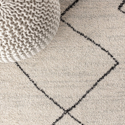JONATHAN Y Zaina Moroccan Beni Souk Cream/Black Indoor Area Rug, 8x10, Contemporary, Modern, Easy-Cleaning for Living Room, Bedroom, Kitchen, Pet Friendly, Non-Shedding (MOH203A-8)