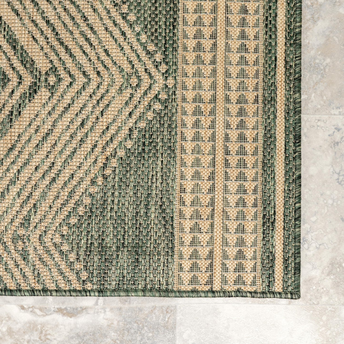 Nuloom Ranya Green/Ivory, 8' x 10', Tribal Geometric, Soft and Cozy, High Traffic, Stain Resistant, Easy Clean, Durable Area Rug for Indoor/Outdoor Patio, Deck, Porch, Garden, Courtyard