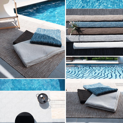 RUGGERRUGS Darla Textured Foldable Indoor Outdoor Rug, 8x10, Weather Resistant, Easy Clean, Lightweight Contemporary Geometric Patio Carpet for Porch, Deck, Living Room (8' x 10', Charcoal)