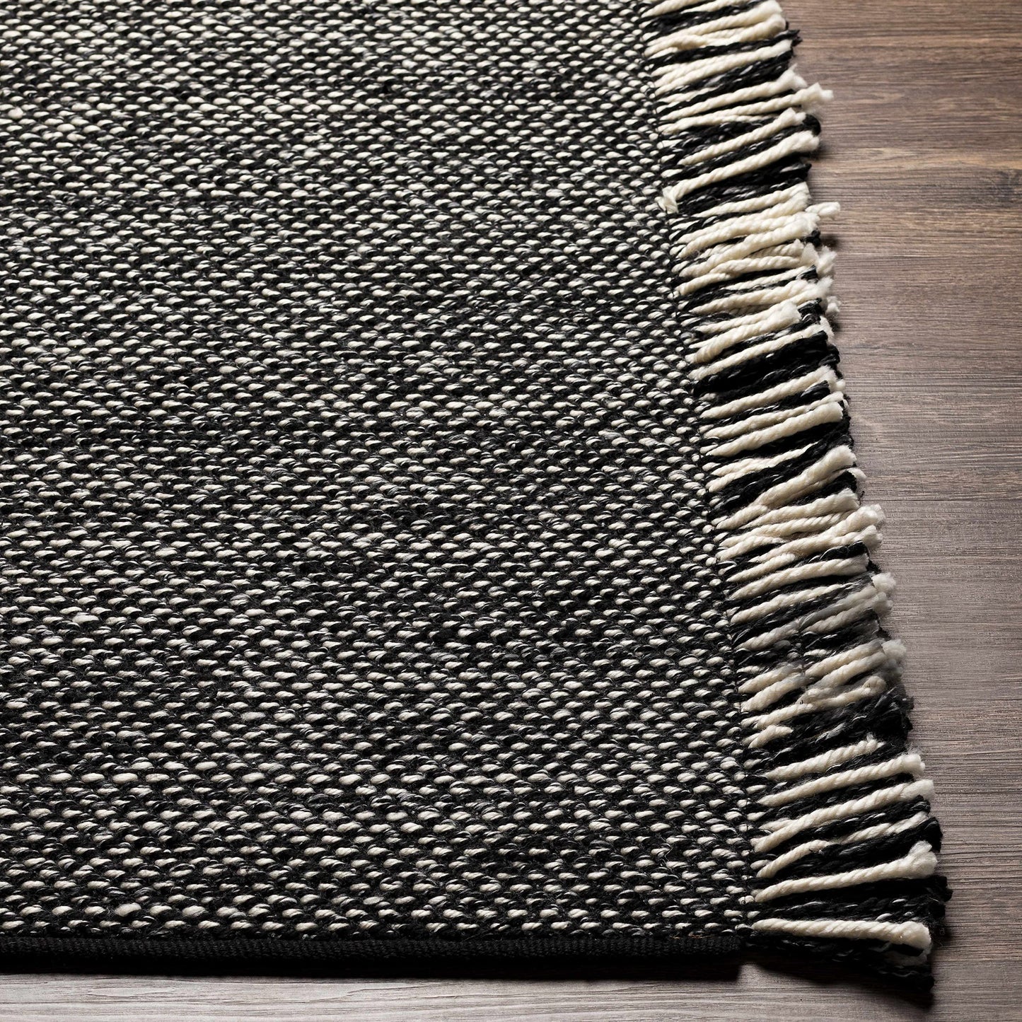 Hauteloom Boyden Recycled Material Living Room, Bedroom Area Rug - Plain Solid - Contemporary Modern Minimalist Boho Farmhouse - Black, Cream, Medium Gray, Gray, White - 5' x 7'6"