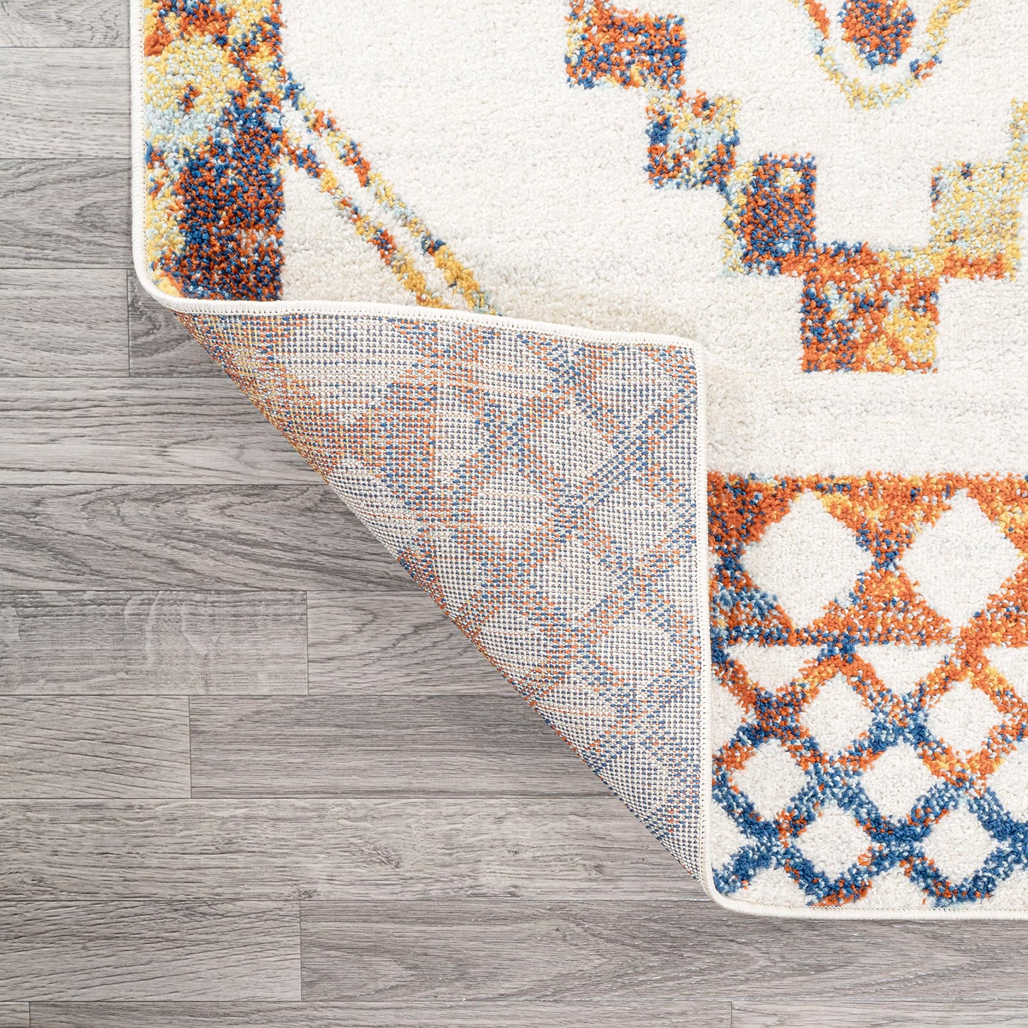 JONATHAN Y Amir Moroccan Beni Souk Ivory/Blue/Orange Indoor Area Rug, 3x5, Bohemian, Scandinavian, Easy-Cleaning for Living Room, Bedroom, Kitchen, Pet Friendly, Non-Shedding (MOH200E-3)