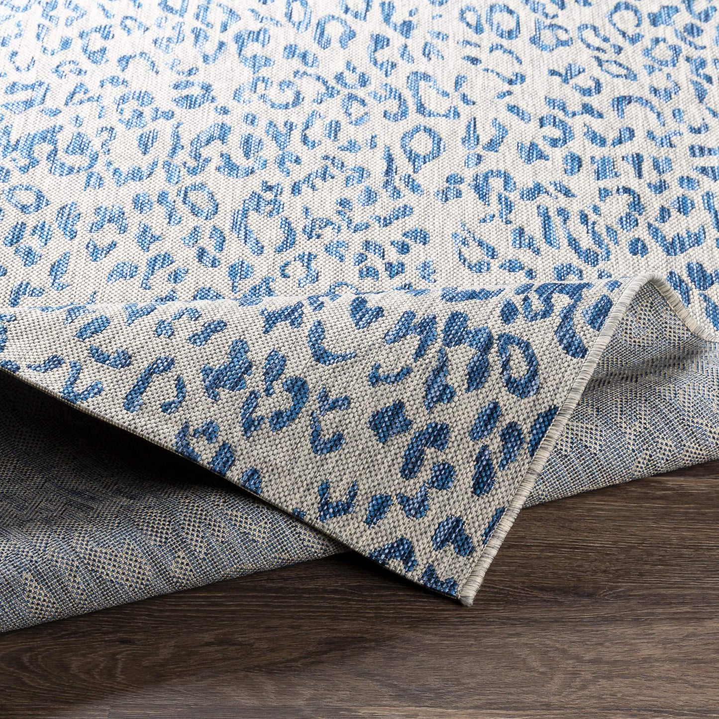 Livabliss Esperanza Leopard Outdoor Area Rug,5'3" x 7'7",Bright Blue/Ivory