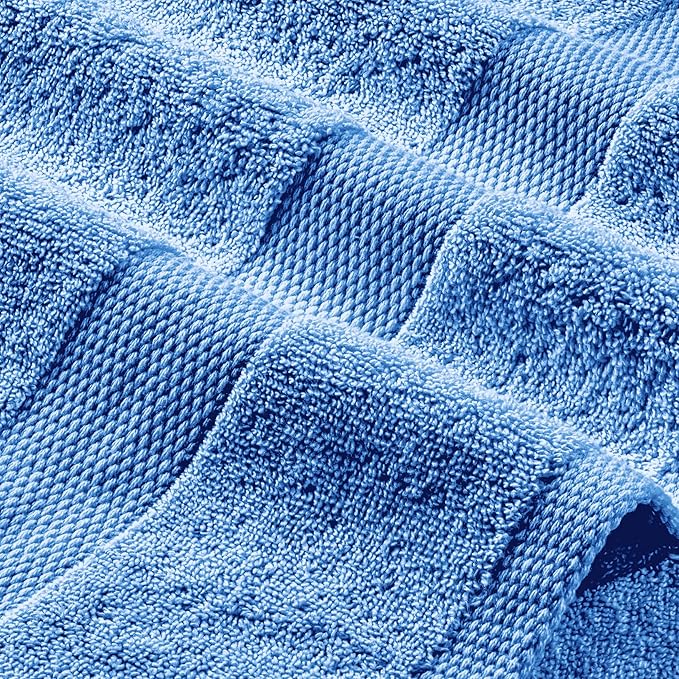 White Classic Wealuxe Light Blue Bath Towels 24x50 Inch, Cotton Towel Set