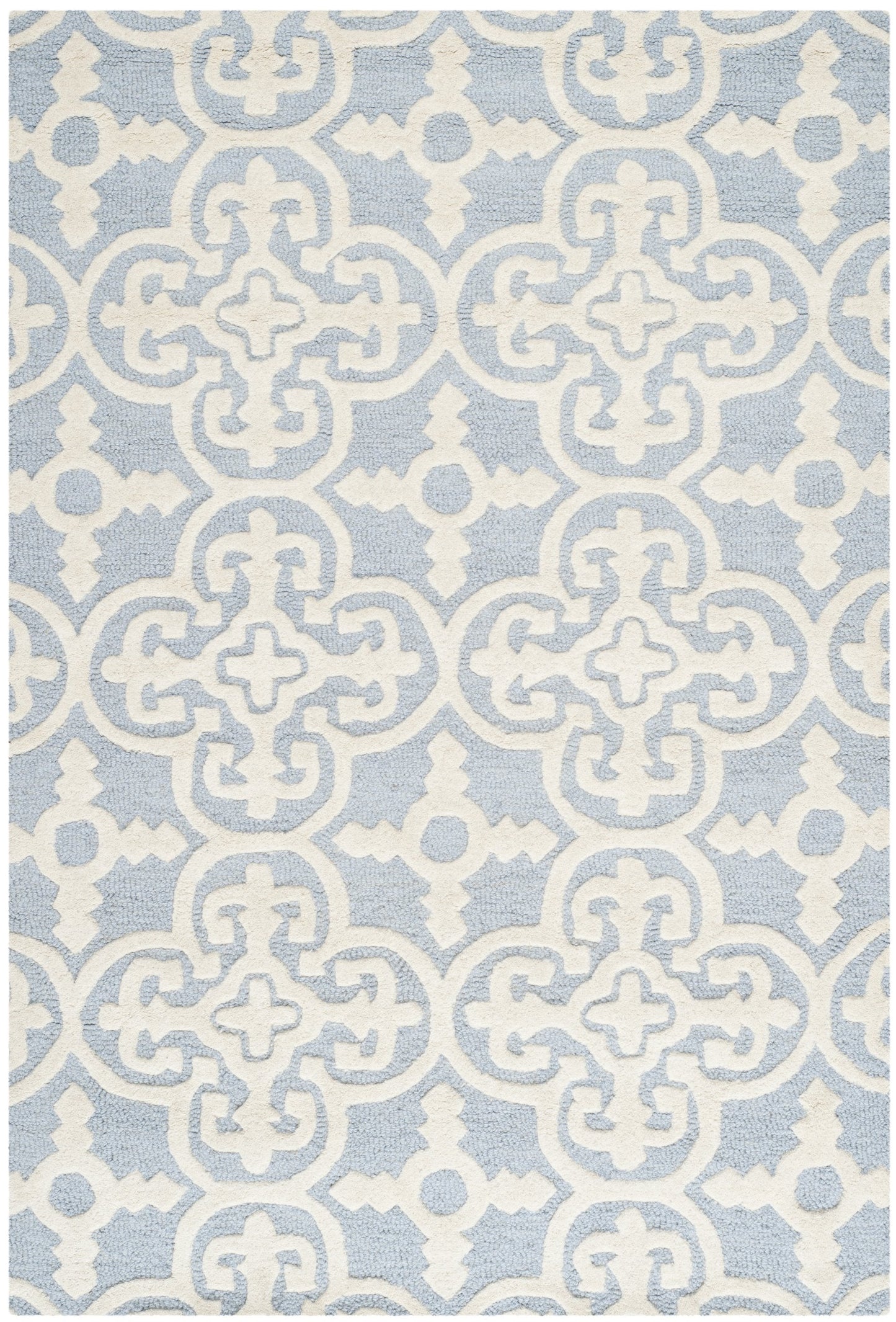 SAFAVIEH Cambridge Collection Accent Rug - 3' x 5', Light Blue & Ivory, Handmade Moroccan Wool, Ideal for High Traffic Areas in Entryway, Living Room, Bedroom (CAM133A)